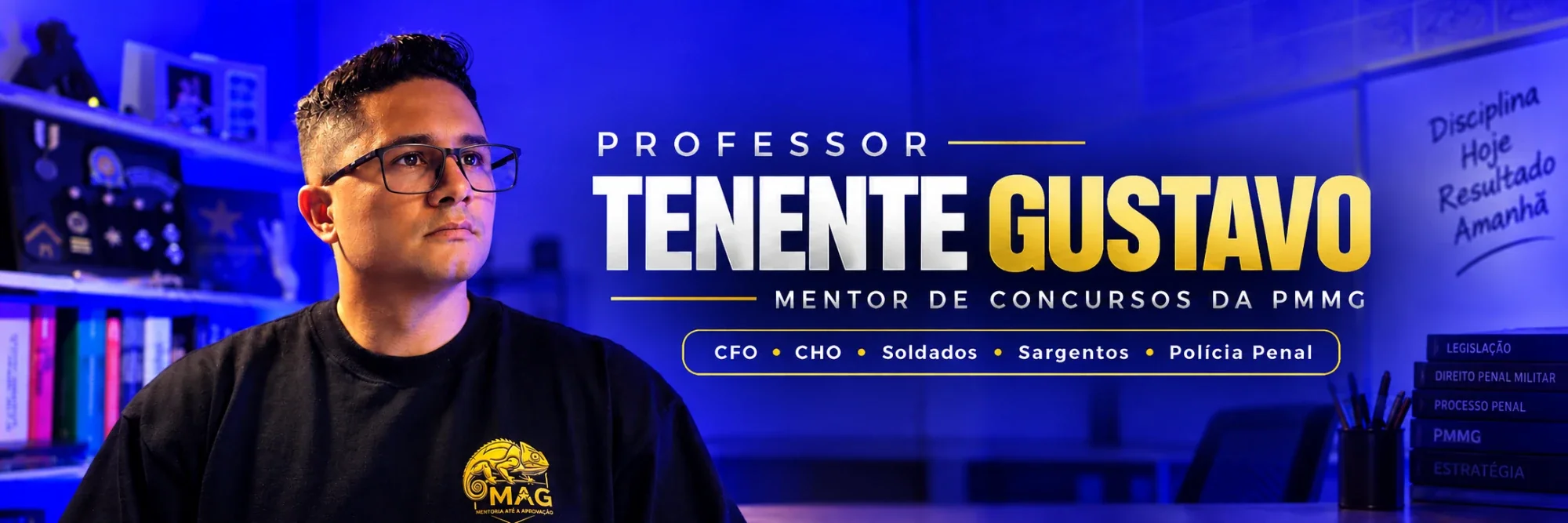 Professor Tenente Gustavo — Mentor de concursos da PMMG: CFO, CHO, Soldados, Sargentos e Polícia Penal